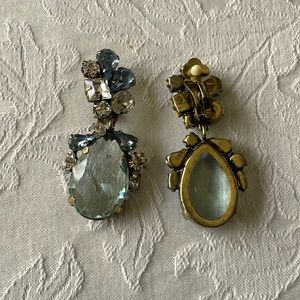Statement clip earrings  with cluster of small and hanging large stone